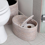 Oval Rattan Double Tissue Roll Box