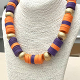 GAME DAY - School Spirit Necklace (purple/orange) BNK1055
