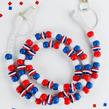 Red White and Blue Beaded Charging Cord