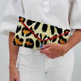 Golden Leopard Lily Envelope Clutch