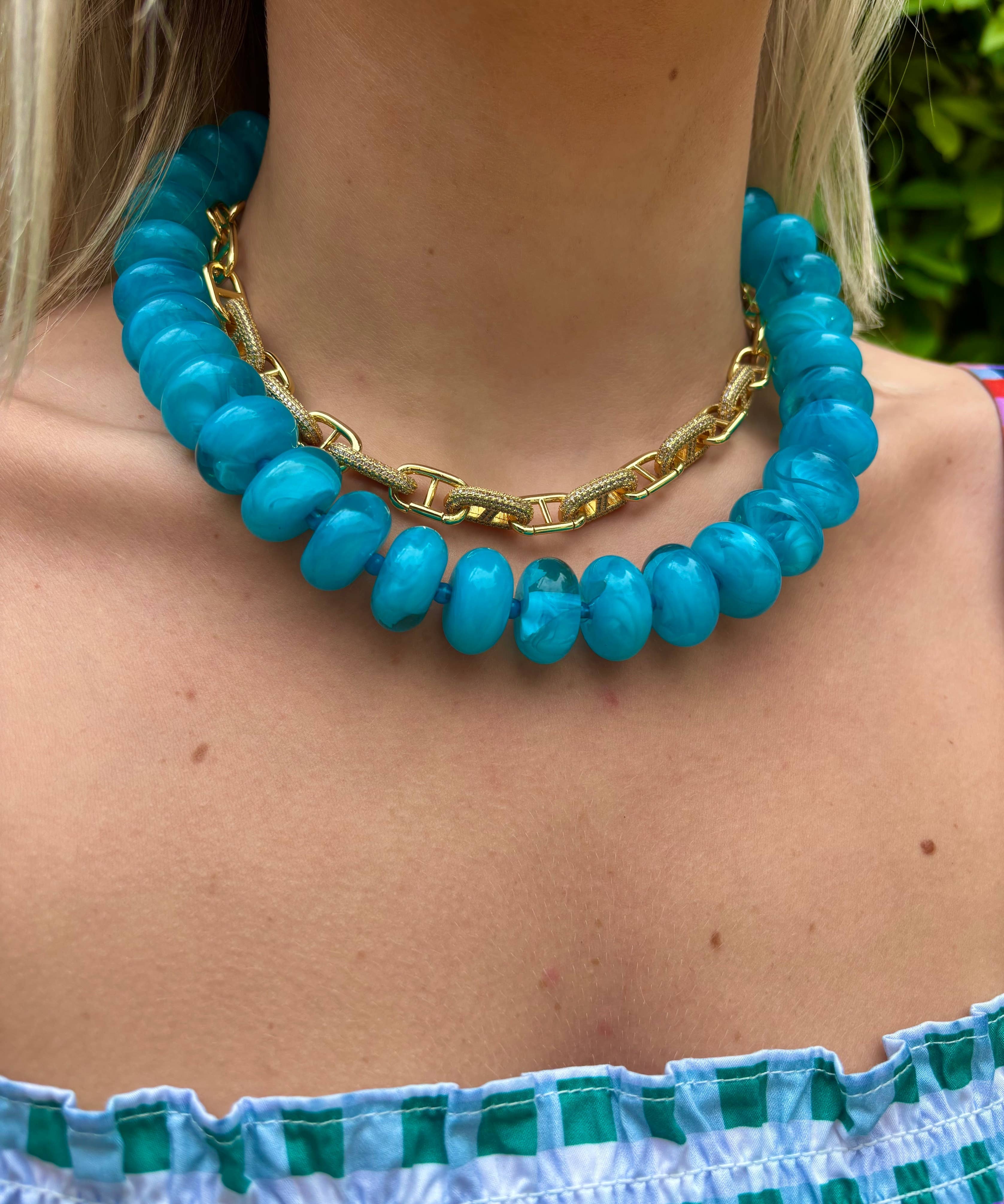 Bailey Chunky Beaded Necklace- Tortoise