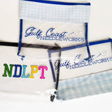 Colorful NDLPT Clear Project Bag | Small 9" x 12" Needlepoint WIP Bag
