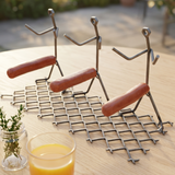 Hot Dog Roaster Stainless Steel Three Man Stick Figure