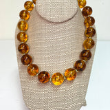 Amber Acrylic Round Beaded Statement Necklace