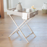 Rattan Butler Tray Table with Glass Insert – Folding Table