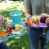 Reusable Party Plates w/ Stemware Holder - Set of 4 - White