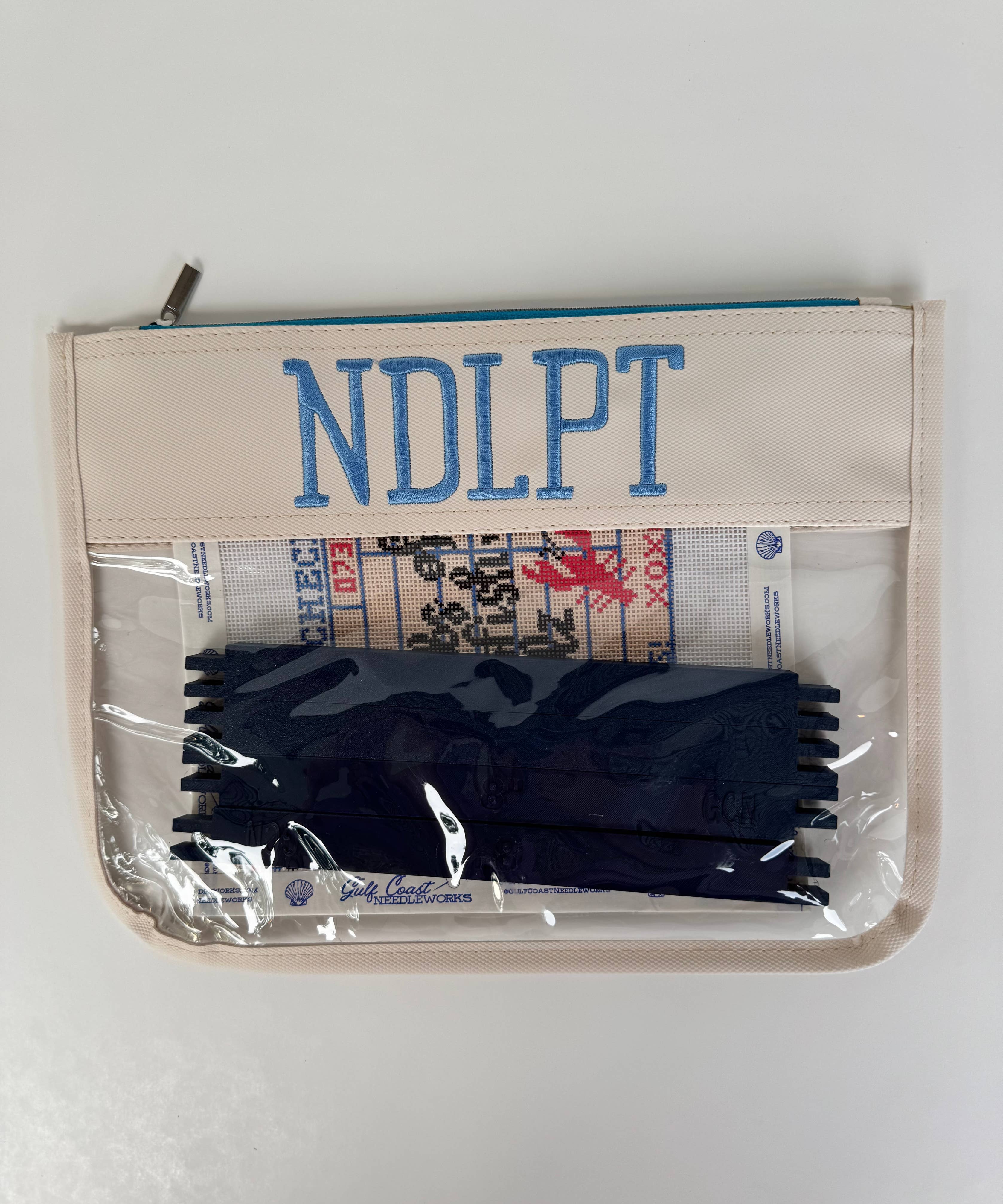 NDLPT Embroidered Needlepoint Project Bag | Small 8" x 11"