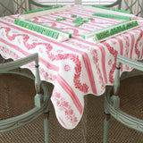 WHOLESALE Scalloped Square Table Topper | Boxwood Garden - Rose