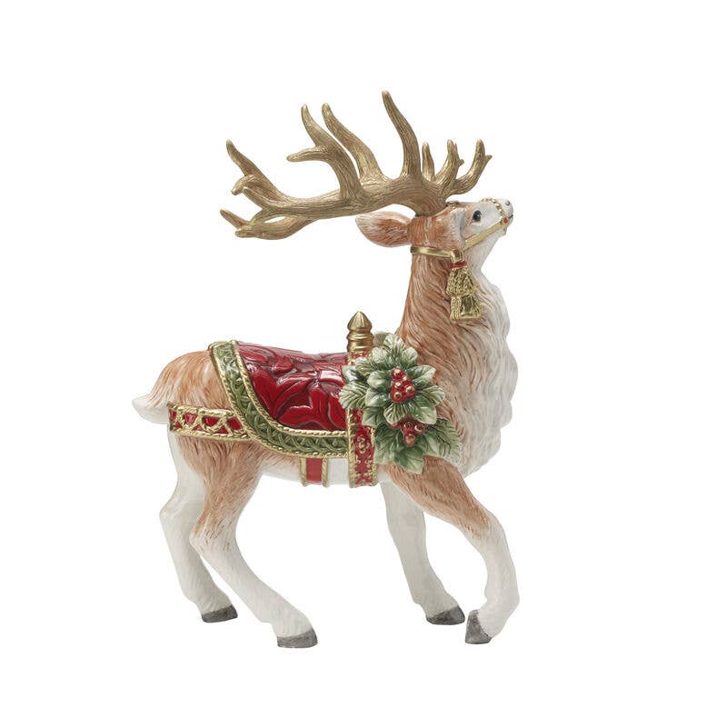 Fitz & Floyd Holiday Hme Deer Figurine 12.5In Gift Box