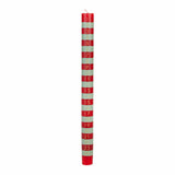 Green & Red Striped Advent Candle - 12 Pack Display | Christmas Decor |
