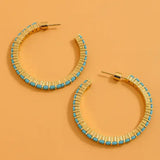 Hoop Earrings - Turquoise Stones - Brinn - Assorted Sizes