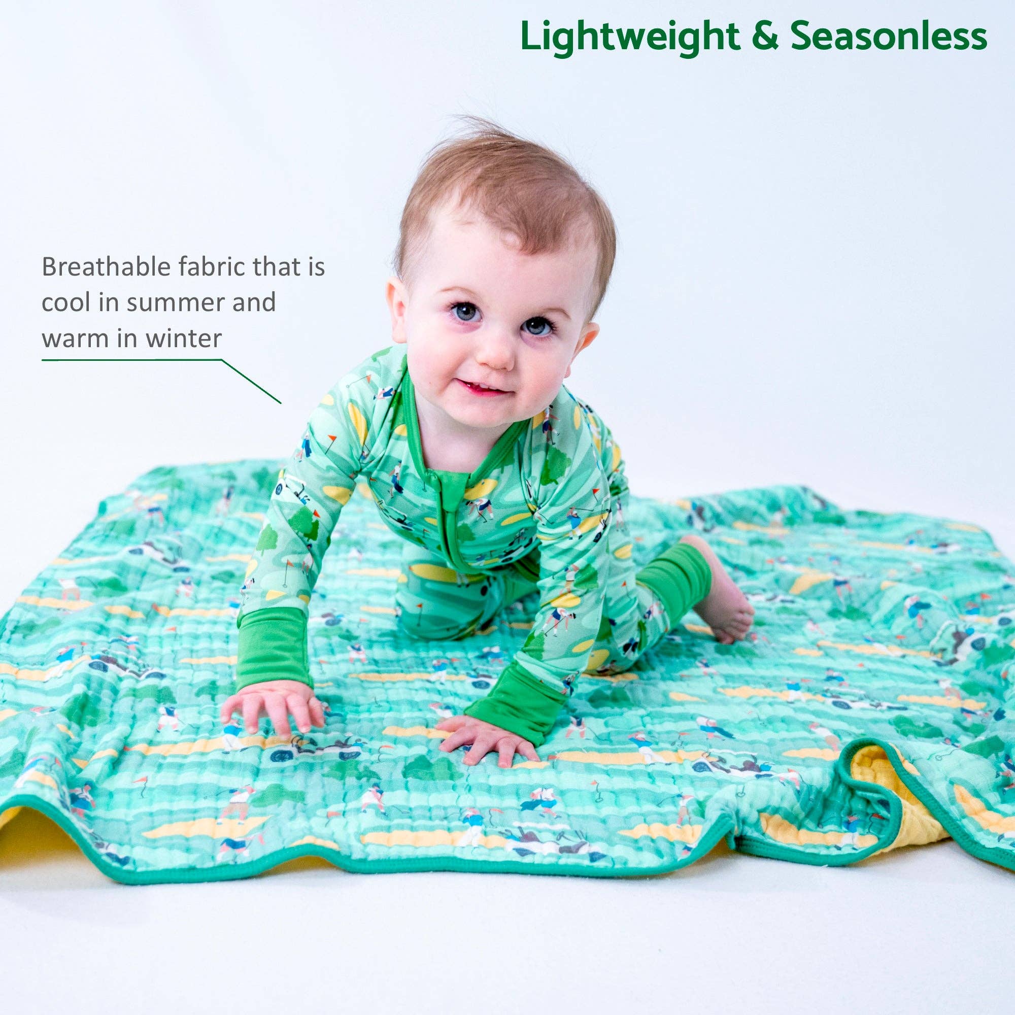 Bamboo Baby Convertible Zipper Pajama Golf Course