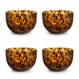 Tortoiseshell Leopard print Glass Bowls Set of 4