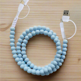 Light Blue Beaded Charging Cord