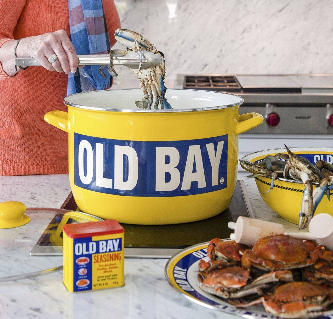 Golden Rabbit Enamelware Old Bay Large Tray