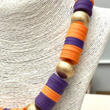 GAME DAY - School Spirit Necklace (purple/orange) BNK1055