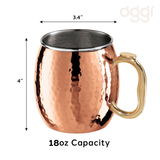 Moscow Mule Mug - Hammered Stainless Steel (530 ml, 18 oz)