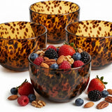 Tortoiseshell Leopard print Glass Bowls Set of 4