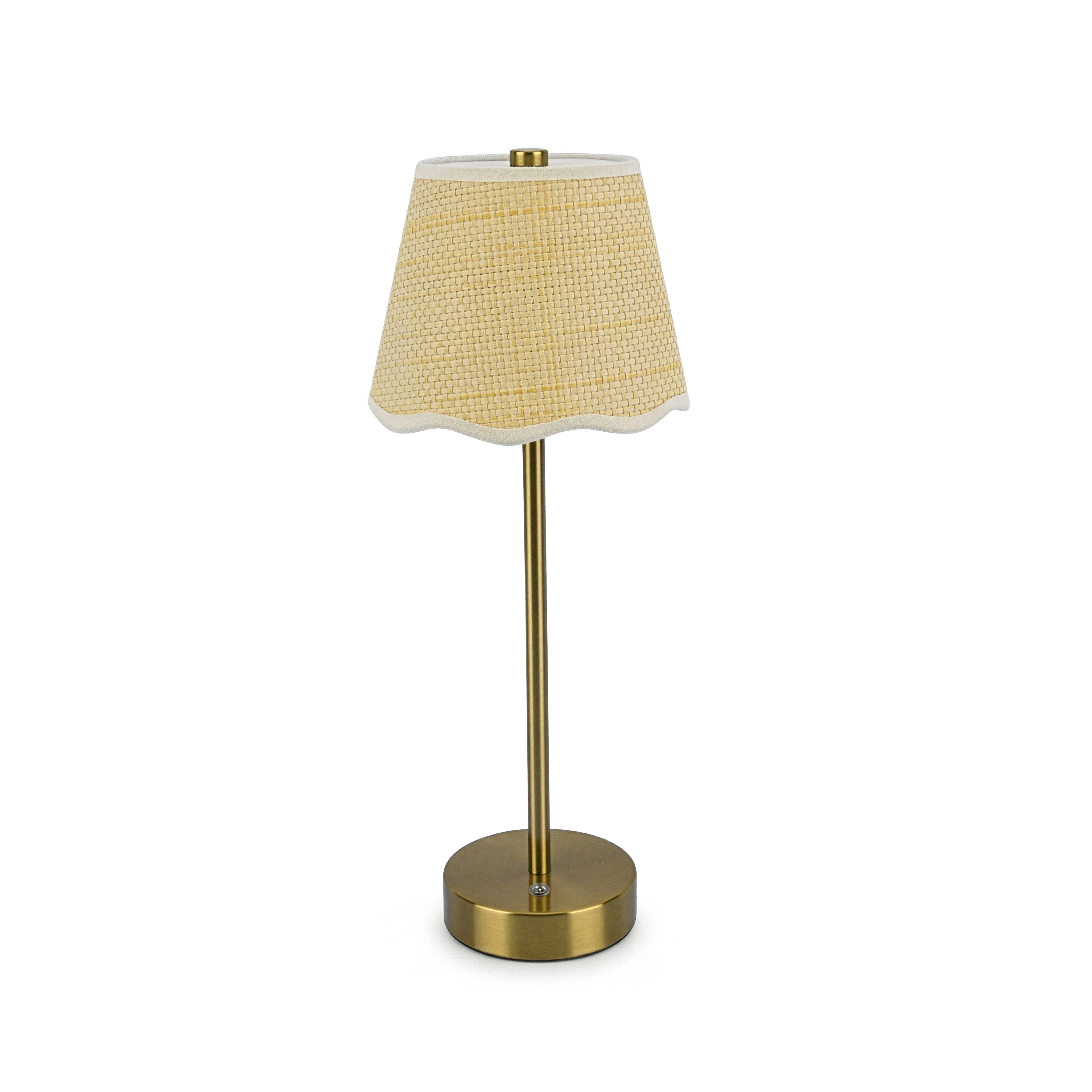 Table Lamp – Raffia White Scallop, Plain Stem