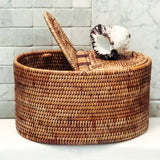 Oval Rattan Double Tissue Roll Box