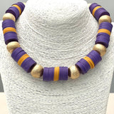 GAME DAY - School Spirit Necklace (purple/gold) BNK1051