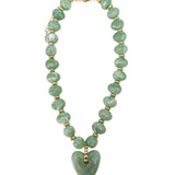 Athens Green Beaded Necklace with Heart Charm
