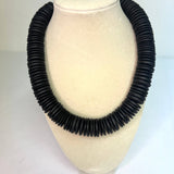 Matte Black Coconut Shell Statement Necklace