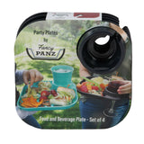 Reusable Party Plates w/ Cup Holder - Set of 4 - Charcoal