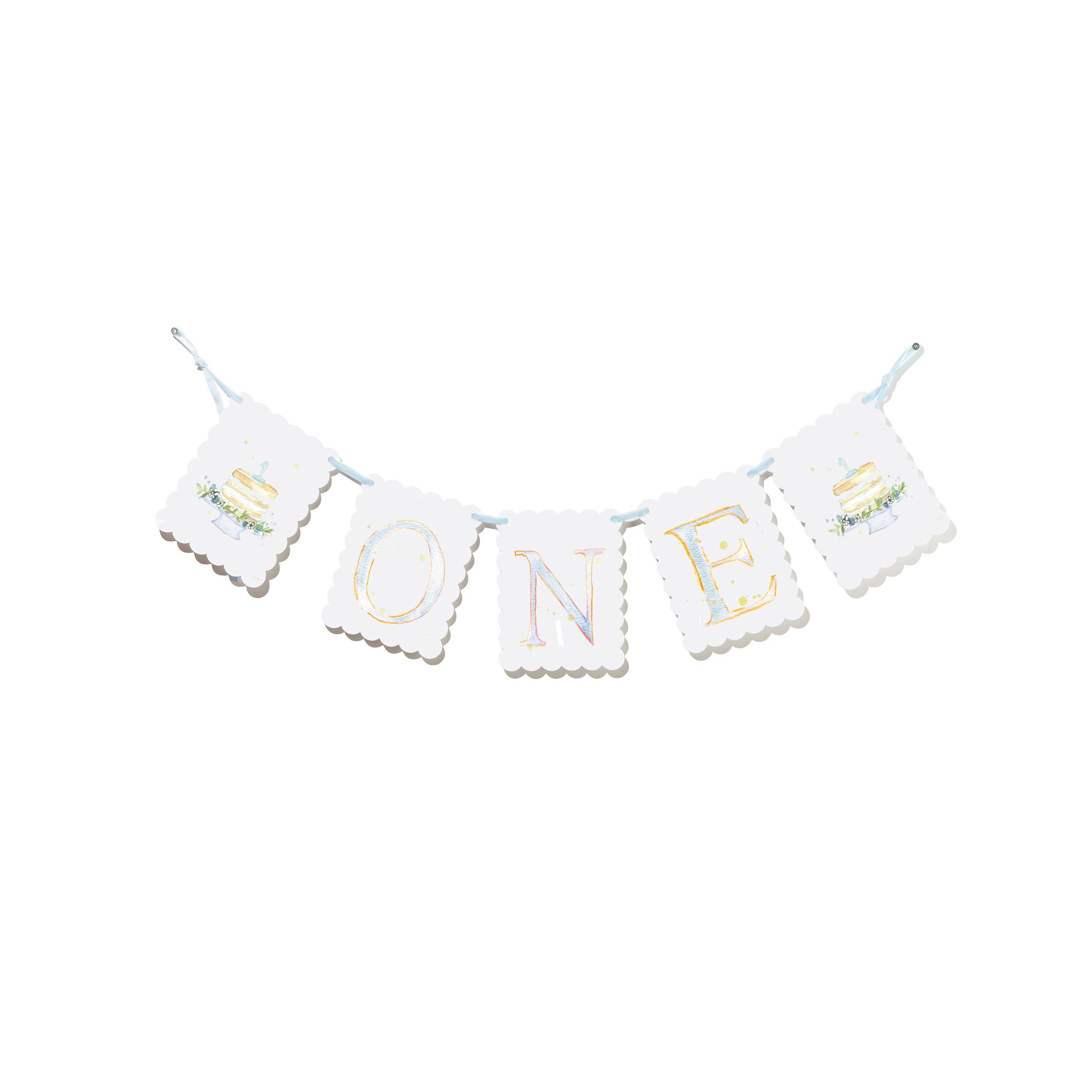 "ONE" Highchair Banner with Cake End Pieces