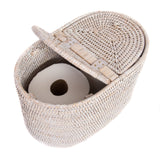 Oval Rattan Double Tissue Roll Box