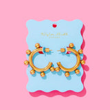 Hoop Earrings - Medium - Gold-Plated Balls - Naomi
