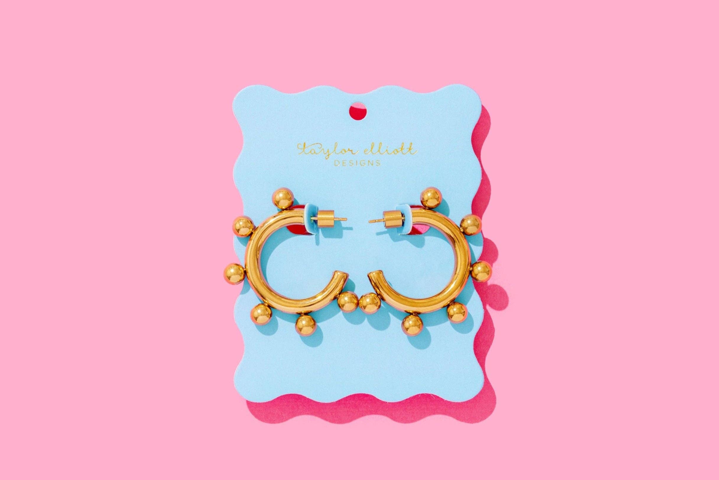 Hoop Earrings - Medium - Gold-Plated Balls - Naomi