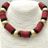 GAME DAY - School Spirit Necklace (black/burgundy) BNK1052