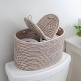 Oval Rattan Double Tissue Roll Box
