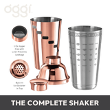 Cocktail Shaker - Dial-a-Drink 15 Recipe, 34oz Copper