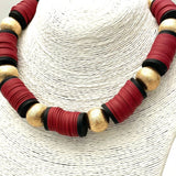 GAME DAY - School Spirit Necklace (black/burgundy) BNK1052