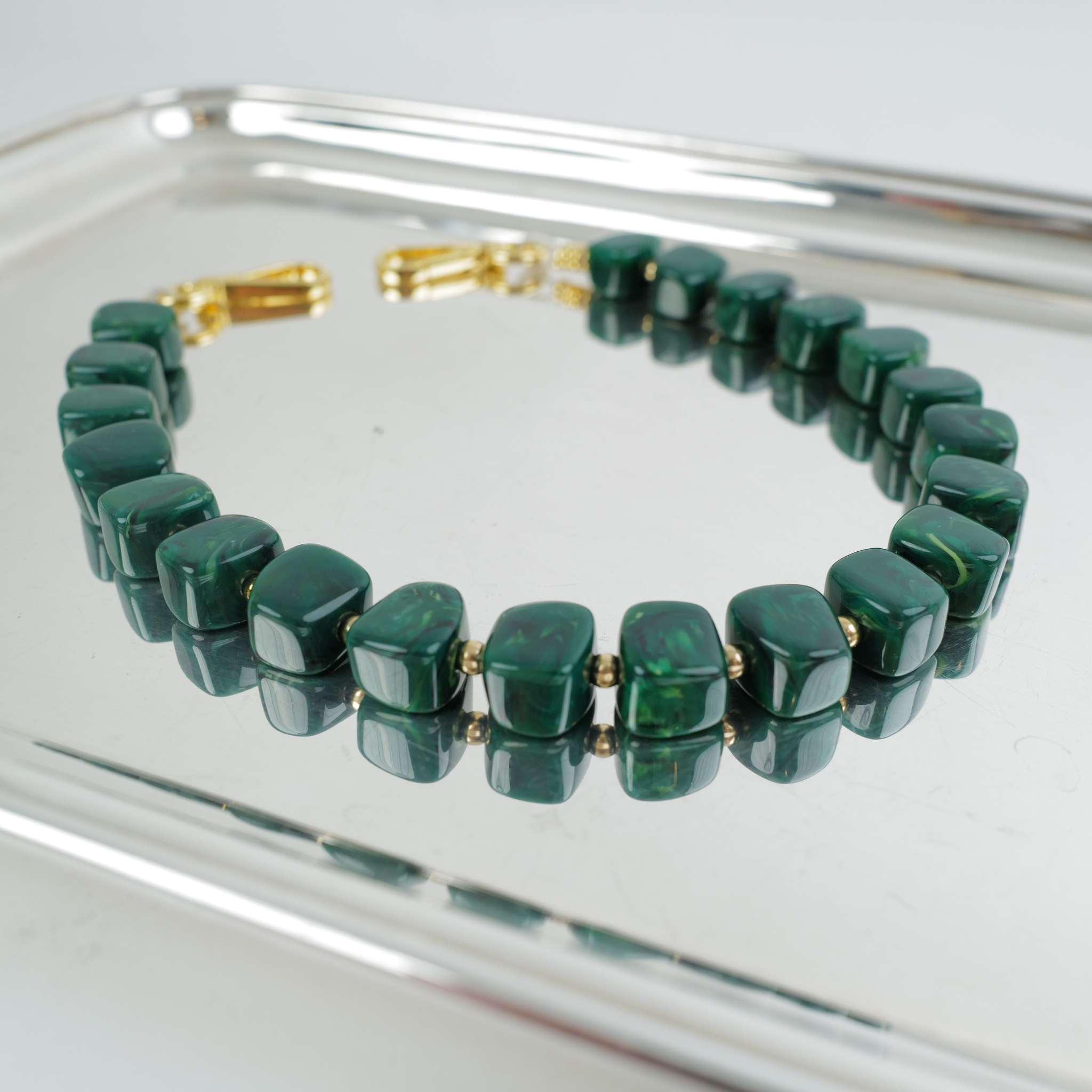 Clutch Strap | Cubes in Midnight Malachite
