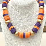 GAME DAY - School Spirit Necklace (purple/orange) BNK1055