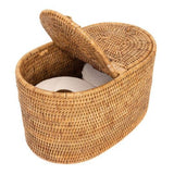 Oval Rattan Double Tissue Roll Box