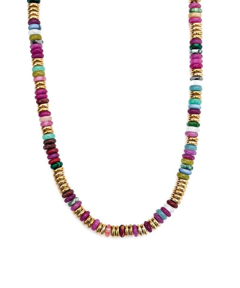 Joan Multi Color Beaded Stone Necklace || Choose Color