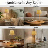 Table Lamp – Raffia White Scallop, Plain Stem