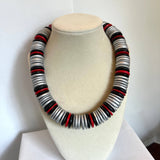 Silver, Red, & Black Chunky UGA Statement Necklace