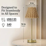 Rechargeable Woven Shade Table Lamp