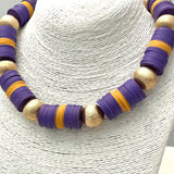 GAME DAY - School Spirit Necklace (purple/gold) BNK1051