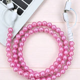 Pink Pearl Beaded Charging Cord