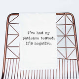 *NEW Funny Towel Patience Tested Negative Gift Towel