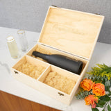 Wood Champagne Gift Box with 2 Stemless Flutes Congrats